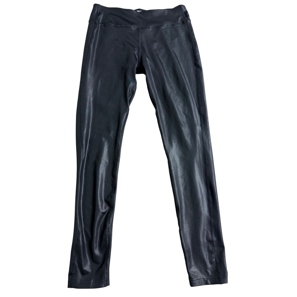 Athletic Works Women Black Soot Shine Faux Leather Leggings Medium 8-10 AWL48169